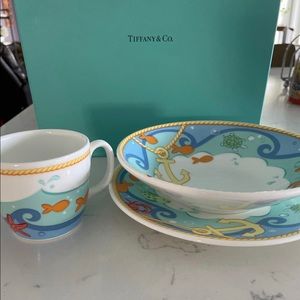 Tiffany child bowl, plate, cup set